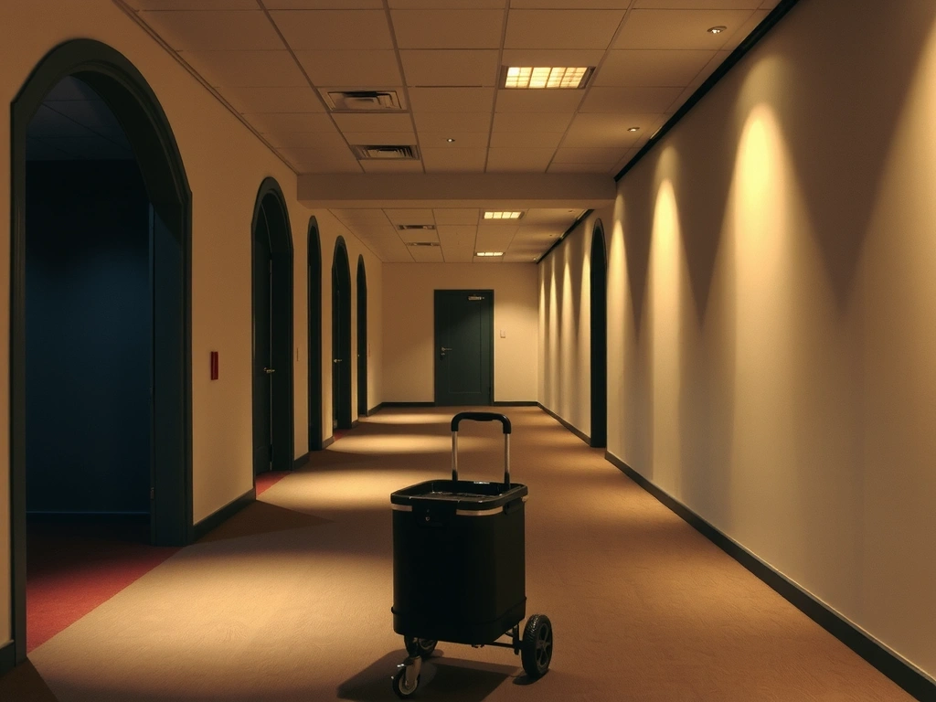 Premium Parisian office corridor at dusk